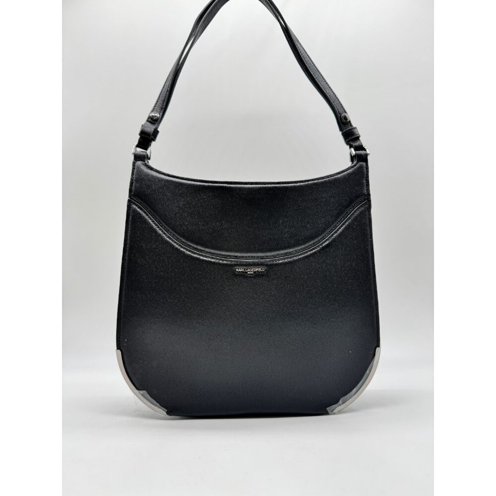 KARL LAGERFELD Paris Milou leather medium hobo shoulder bag - BLACK